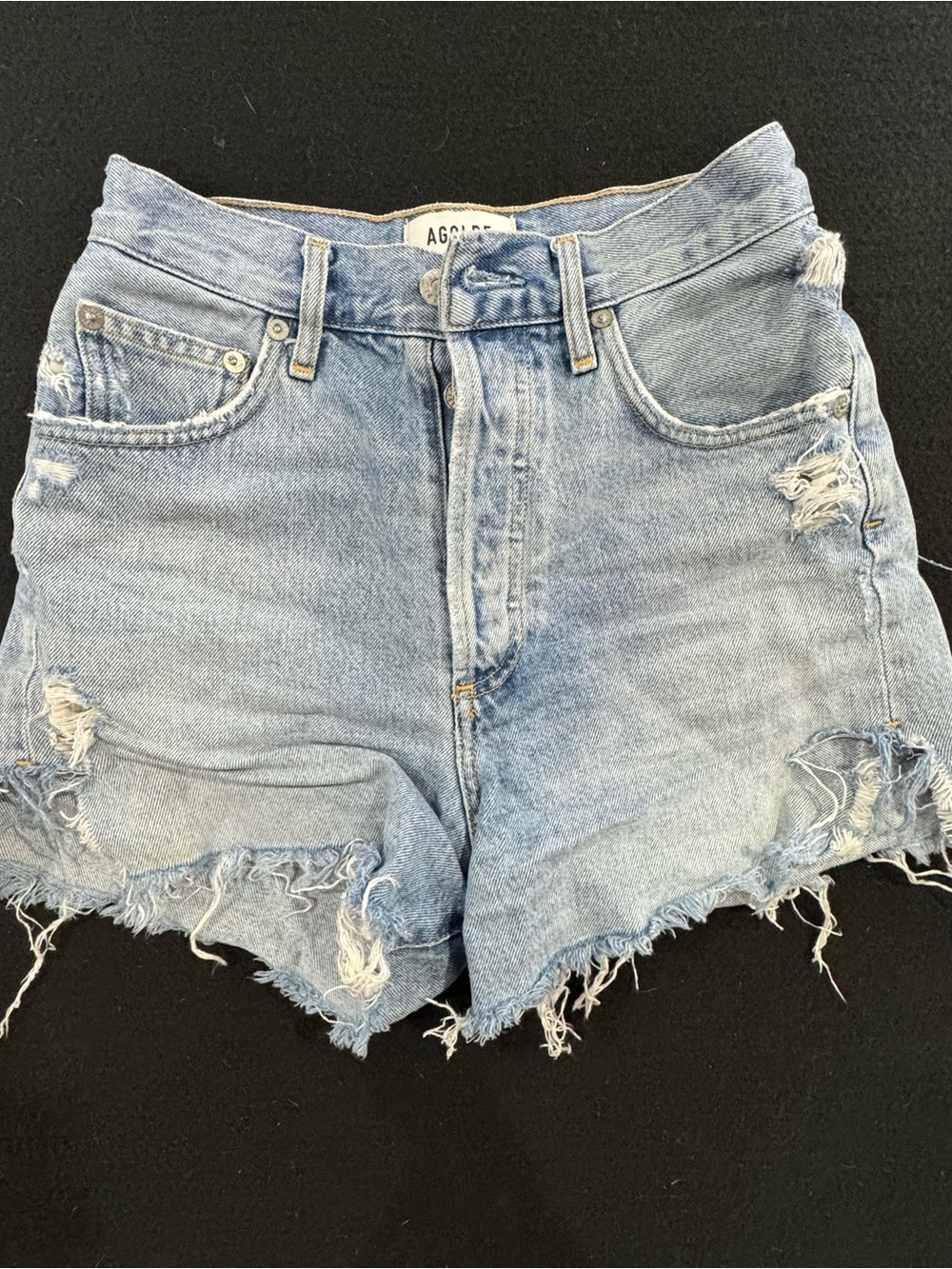 Agolde Dee Distressed High-Rise Denim Shorts